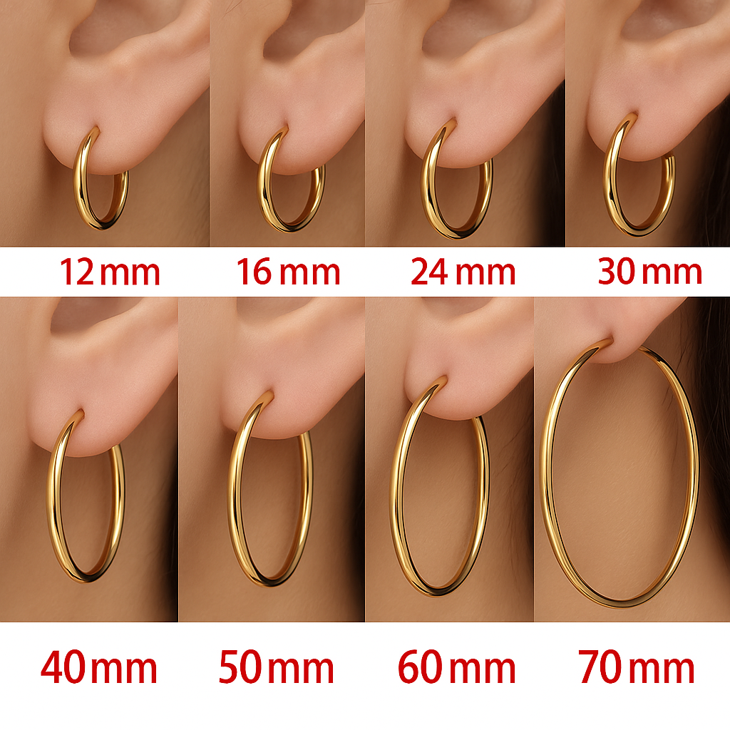 1Pair Stainless Steel Simple Classic round Circle Hoop Earrings for Women Men Punk Smooth Big or Small Huggie Earring Pendientes