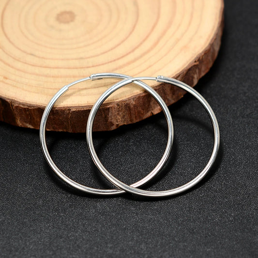1Pair Stainless Steel Simple Classic round Circle Hoop Earrings for Women Men Punk Smooth Big or Small Huggie Earring Pendientes